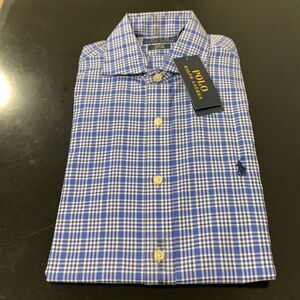 Polo Ralph Lauren Slim-Fit Plaid Poplin Shirt in Blue NWT $79